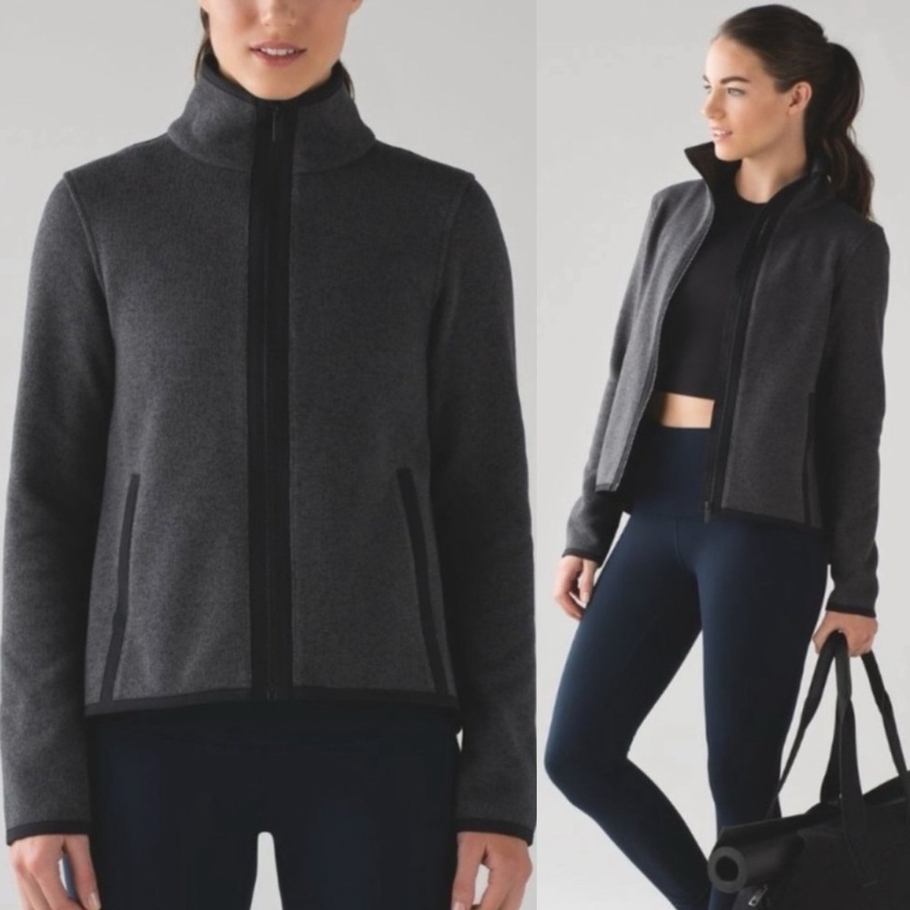 Lululemon Its Fleecing Cold Zip Up Heathered Black/Black Sz 6